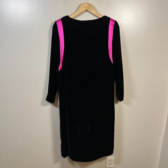 Vintage Flora Kung Dress Size 4 Silk Blend Draped Neck Velour Velvet Midi 80s - Picture 2 of 7